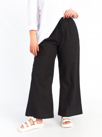 Plus size linen blend pants