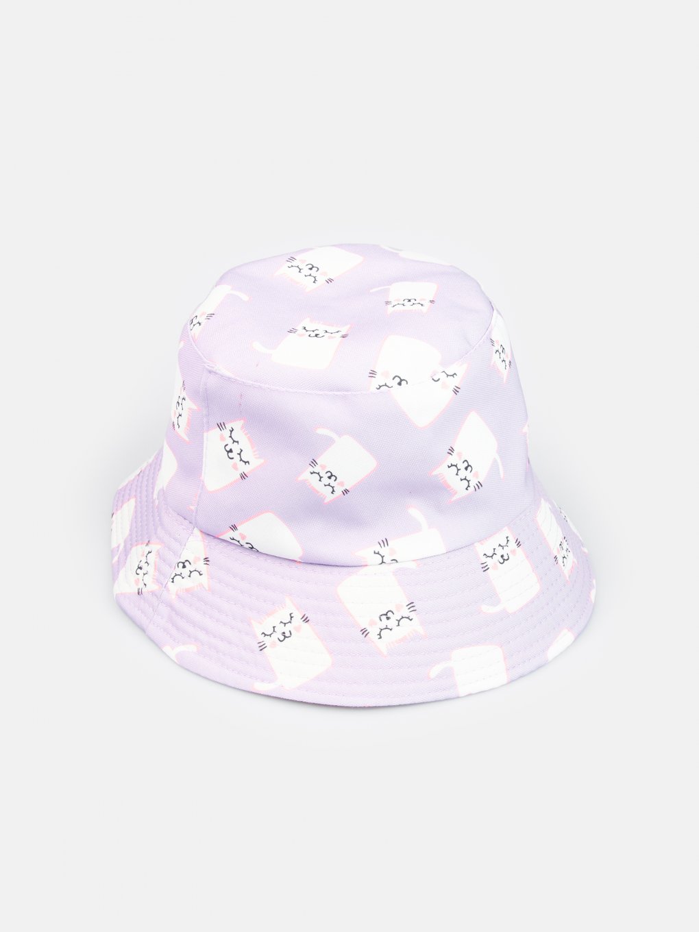 Reversable hat with cat print