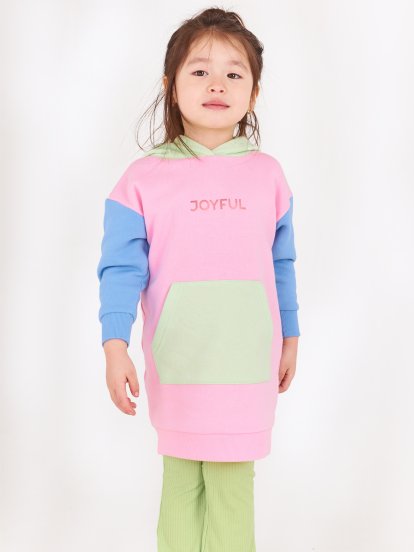 Dziewczęca bluza oversize z kapturem i blokami kolorów