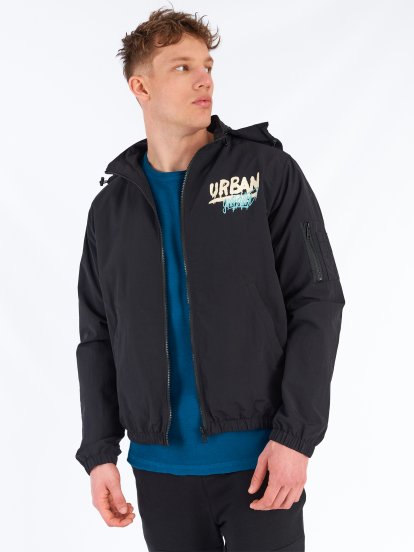 Nylon jacket with concealed hood