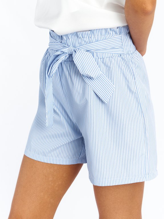 Striped shorts with belt