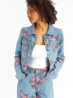 Denim jacket with floral print