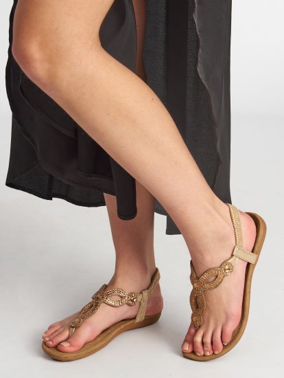 Sandals with faux stones