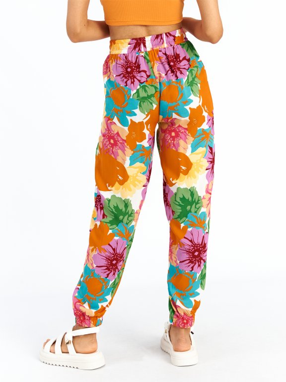 Floral print viscose pants