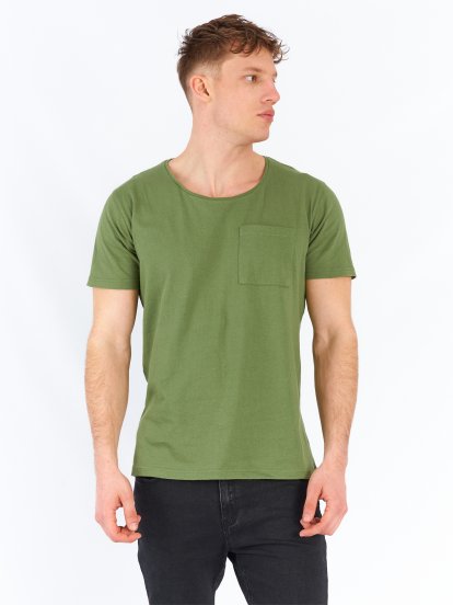Základné basic bavlnené tričko s vreckom pánske