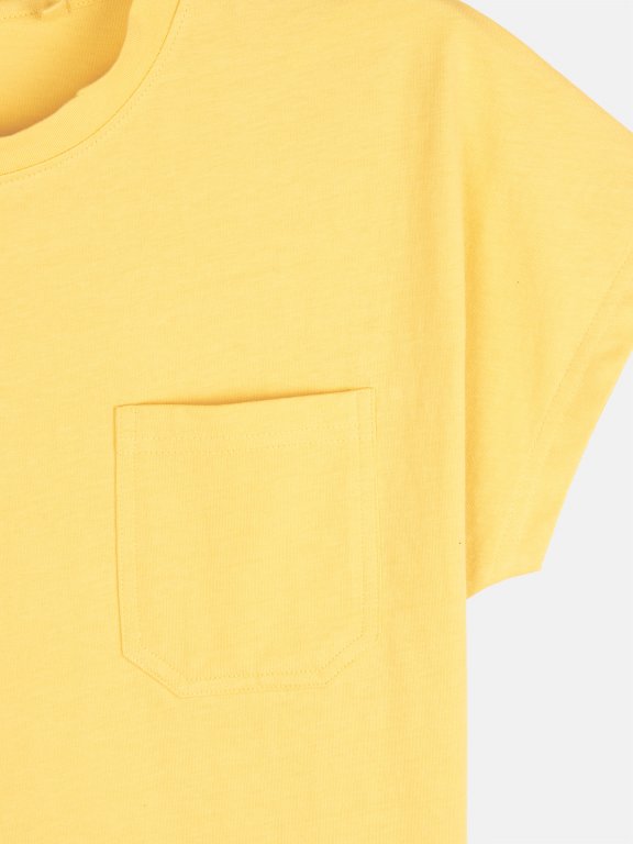 Základné bavlnené predĺžené tričko s vreckom