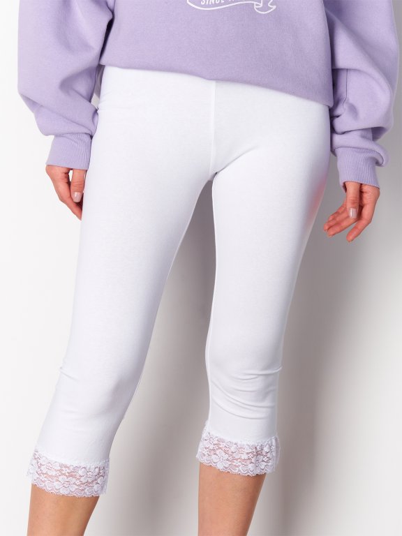 3/4 leg cotton leggings with lace