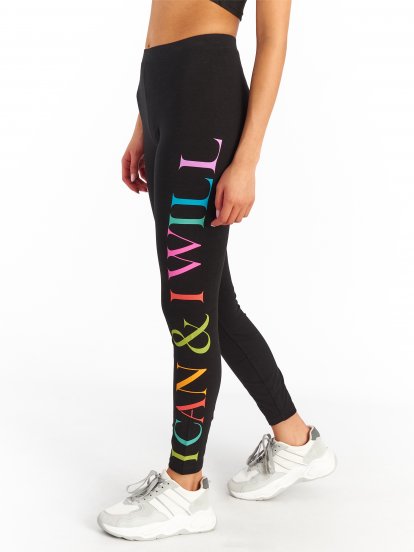 Slogan print cotton leggings