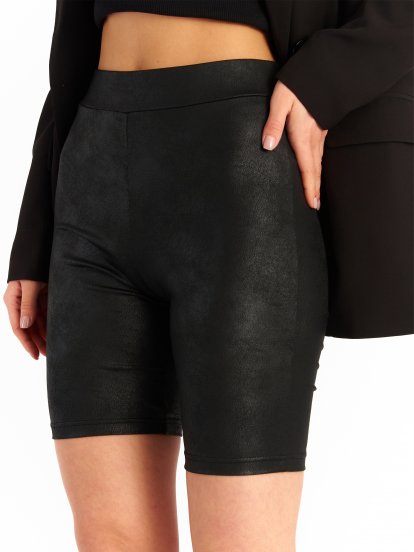 Faux leather cycling shorts