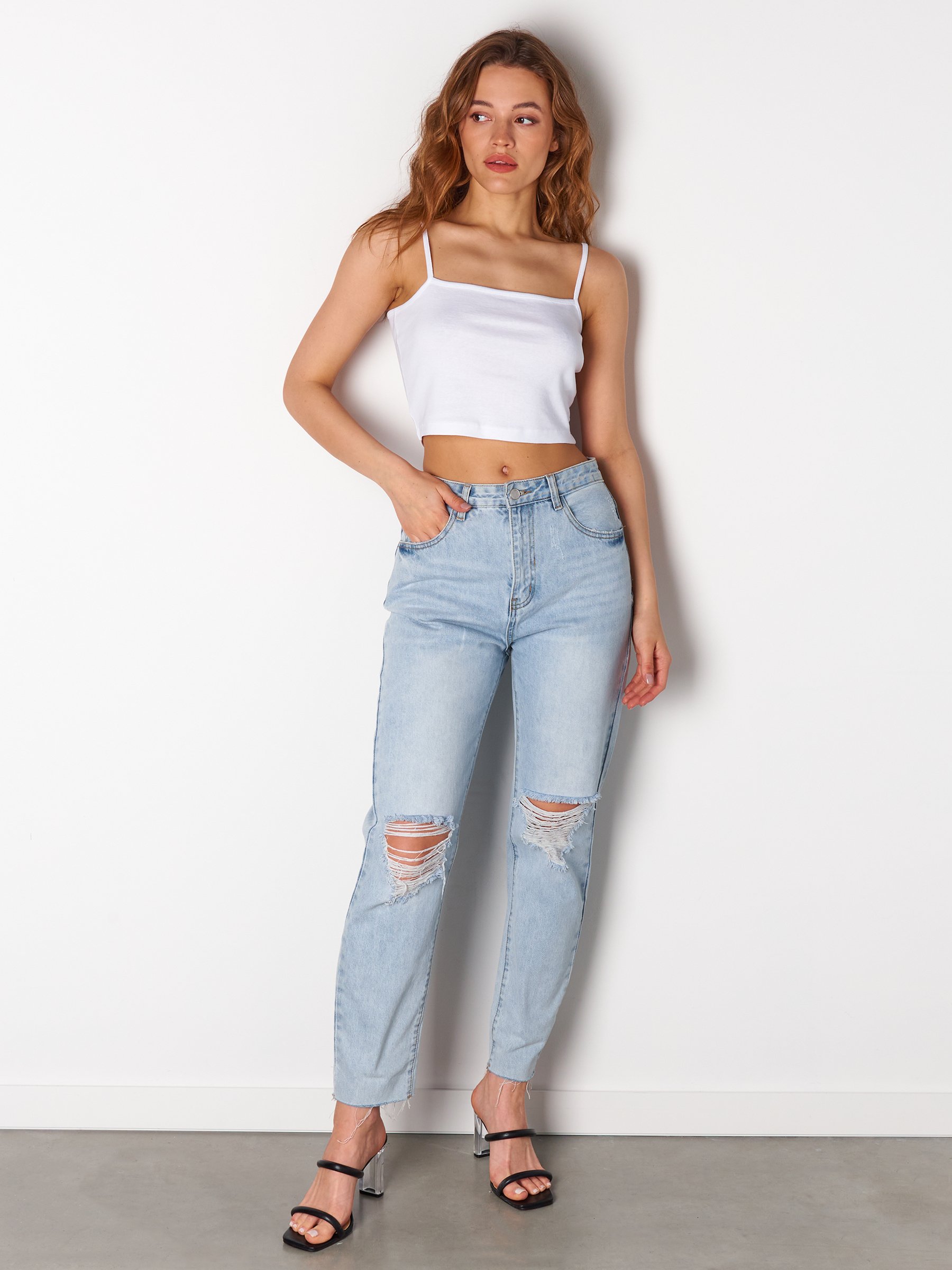 YMI Women's Junior Low-Rise Distressed Dad Fit Denim Jeans,, 57% OFF