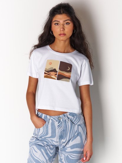 Cropped t-shirt with print