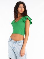 Ribbed crop top with ruffles
