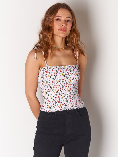 Floral print strappy top