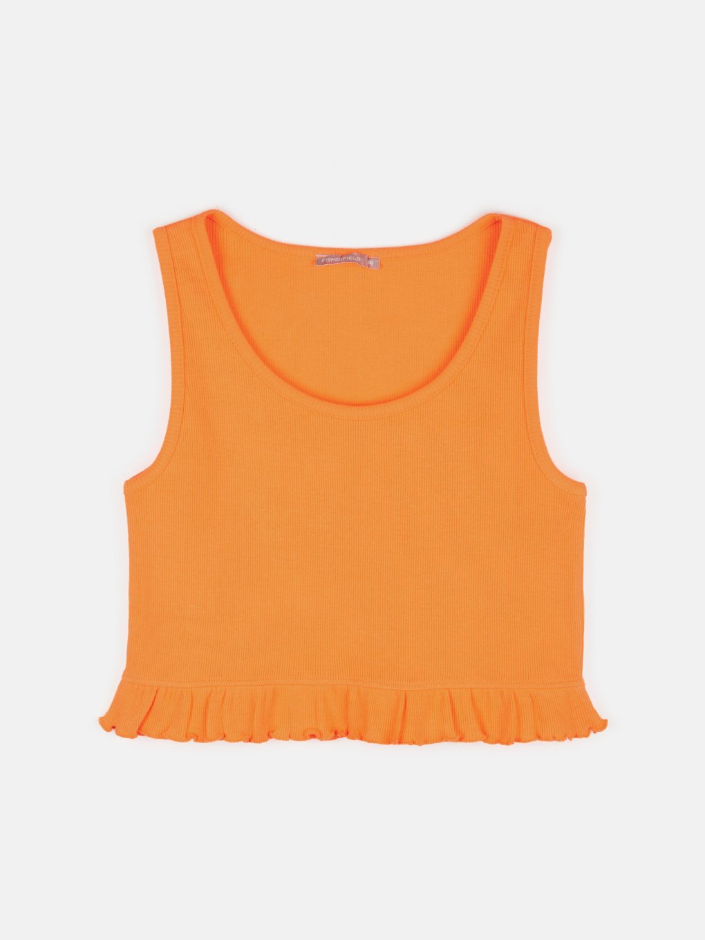 Ribbed tank top with ruffle