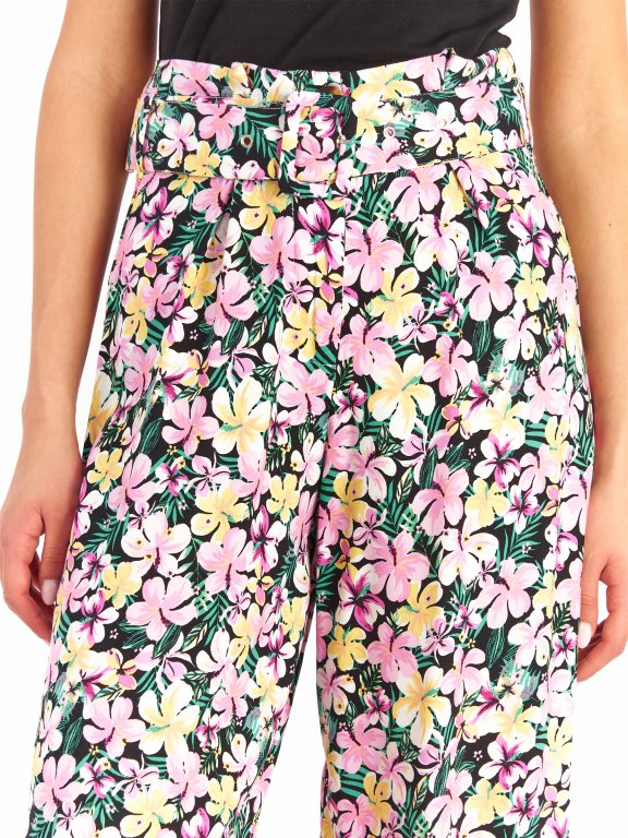 Szerokie spodnie z kwiatowym nadrukiem