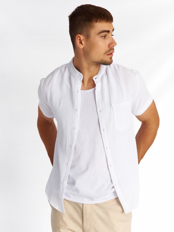 Štruktúrovaná bavlnená košeľa s krátkym rukávom