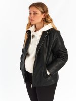 Plus size faux leather basic biker jacket