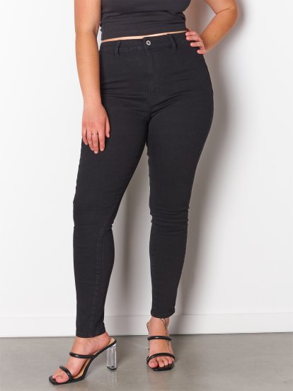 Základní basic džíny skinny bez předních kapes plus size