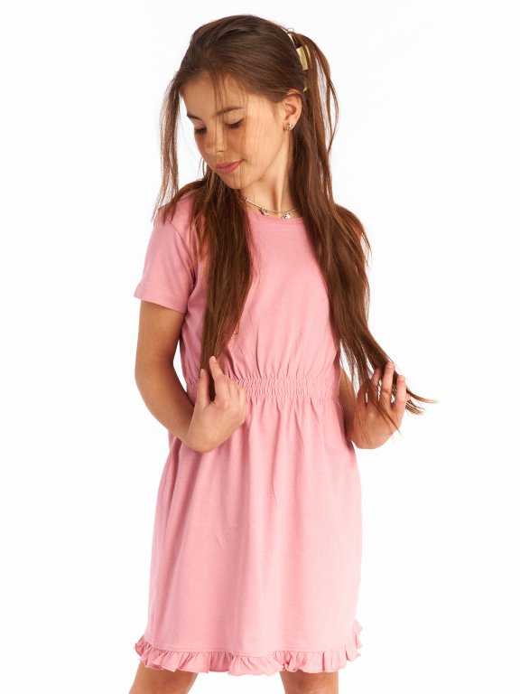Základné bavlnené džersejové šaty s gumičkou v páse