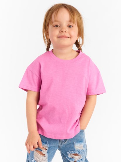 Základní bavlněné tričko oversize dívčí