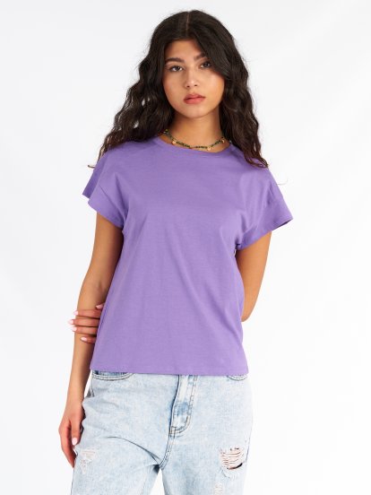 Bawełniany t-shirt damski basic z krótkimi rękawami