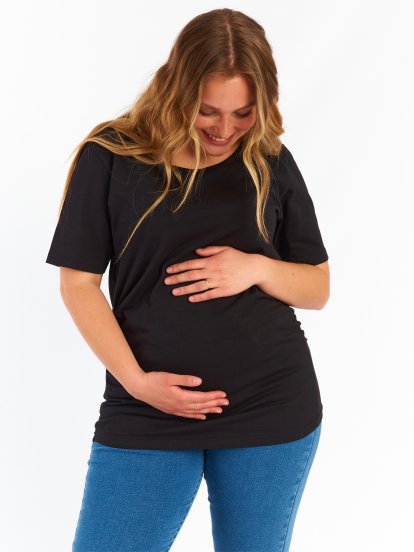 Klasyczna koszulka ciążowa plus size z krótkim rękawem
