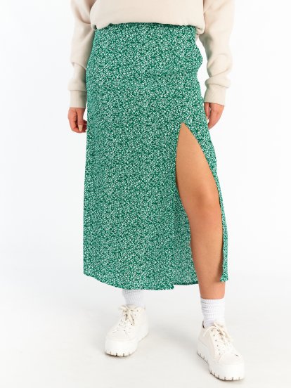 Maxi sukně s květovaným potiskem