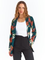 Belted blazer with floral print