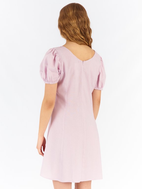 Linen blend mini dress
