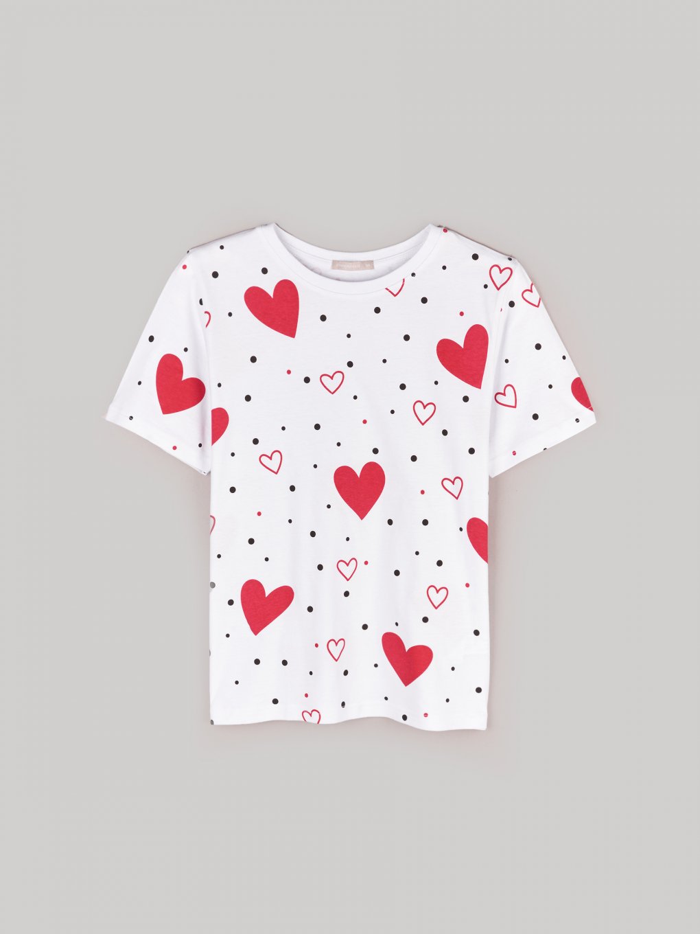 Bavlnené tričko s potlačou srdcia dámske