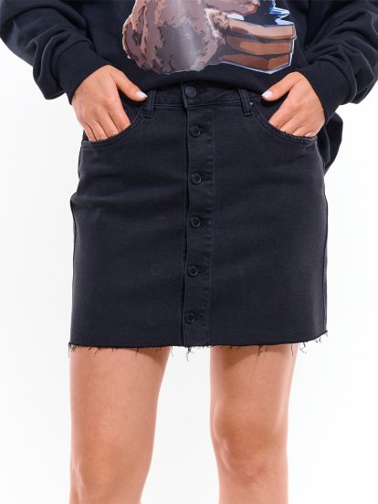 Denimová mini sukňa na gombíky dámska