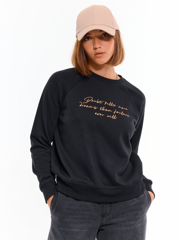 Sweatshirt with metallic slogan print