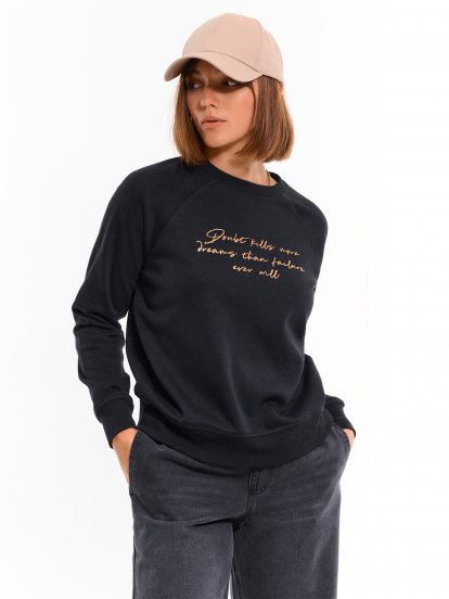 Sweatshirt with metallic slogan print