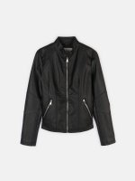 Basic faux leather biker light jacket