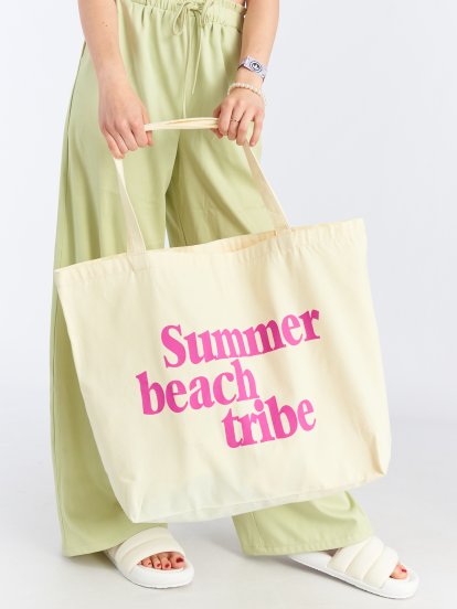 Płócienna torba plażowa z napisem