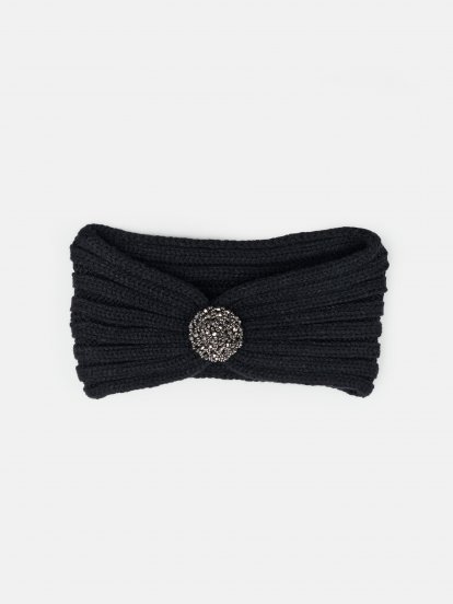 Knitted headband with rhinestone