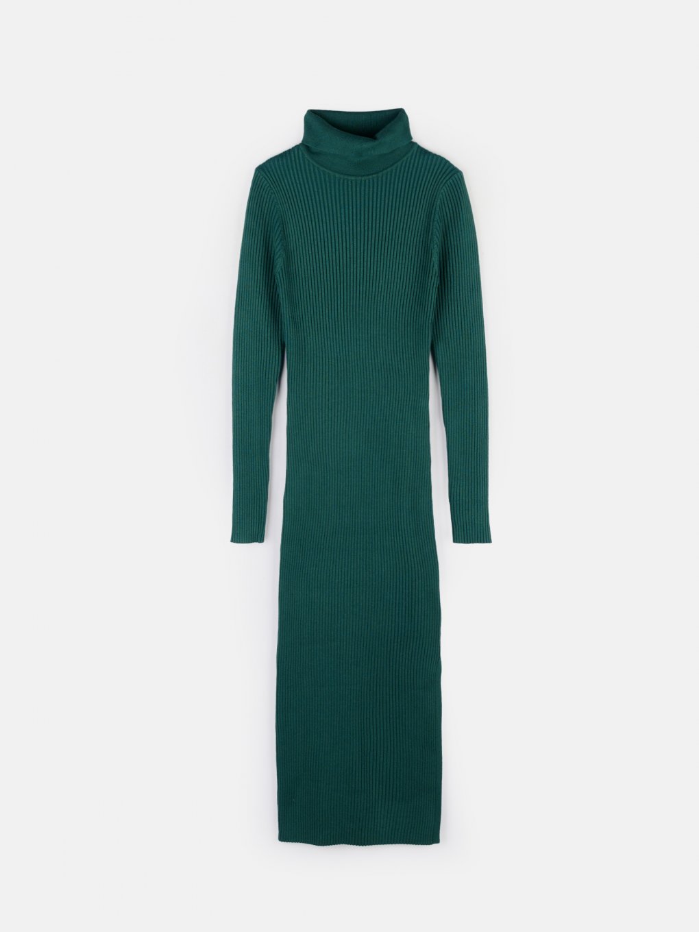 Knitted midi dress with roll neck
