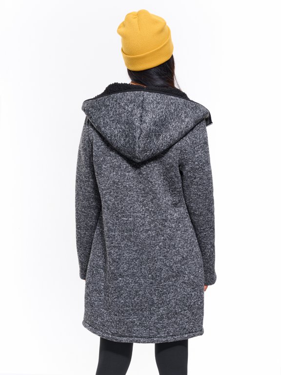 Přechodní bunda na zip s kapucí a plyšovou podšívkou dámská