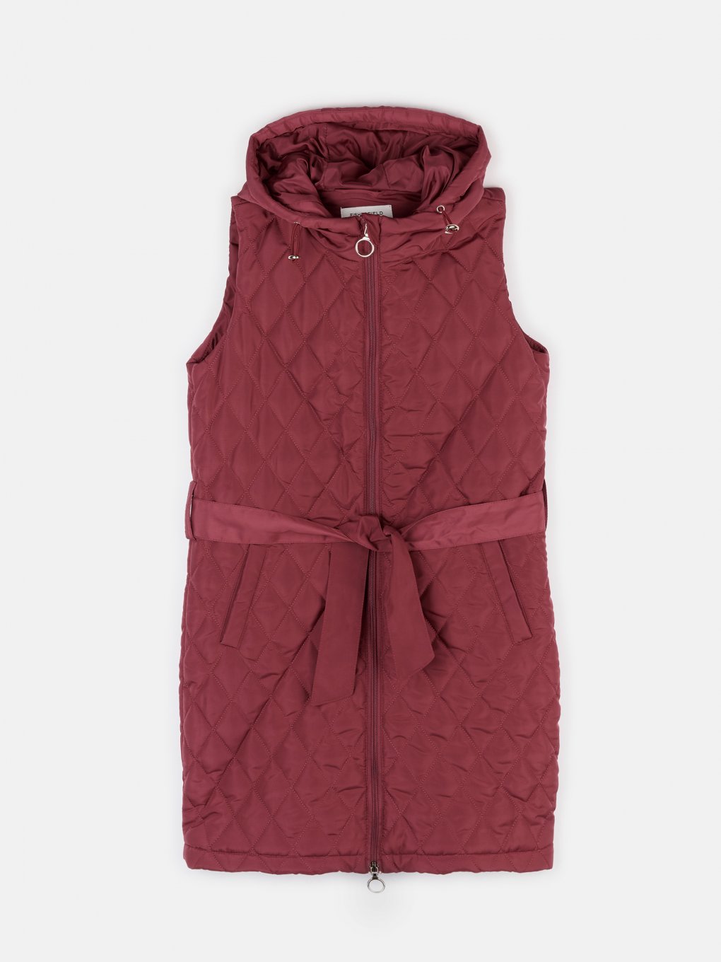 Quilted prolonged vest with hood