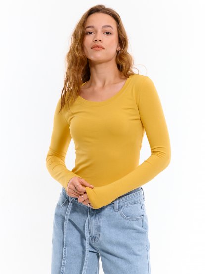 T-shirt basic z długimi rękawami dla kobiet