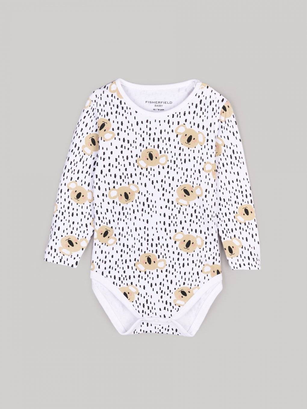Cotton baby bodysuit with koala print