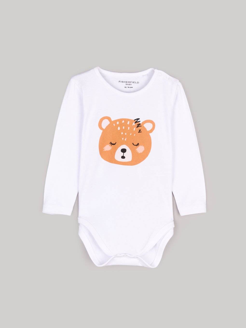 Cotton baby bodysuit with bear print