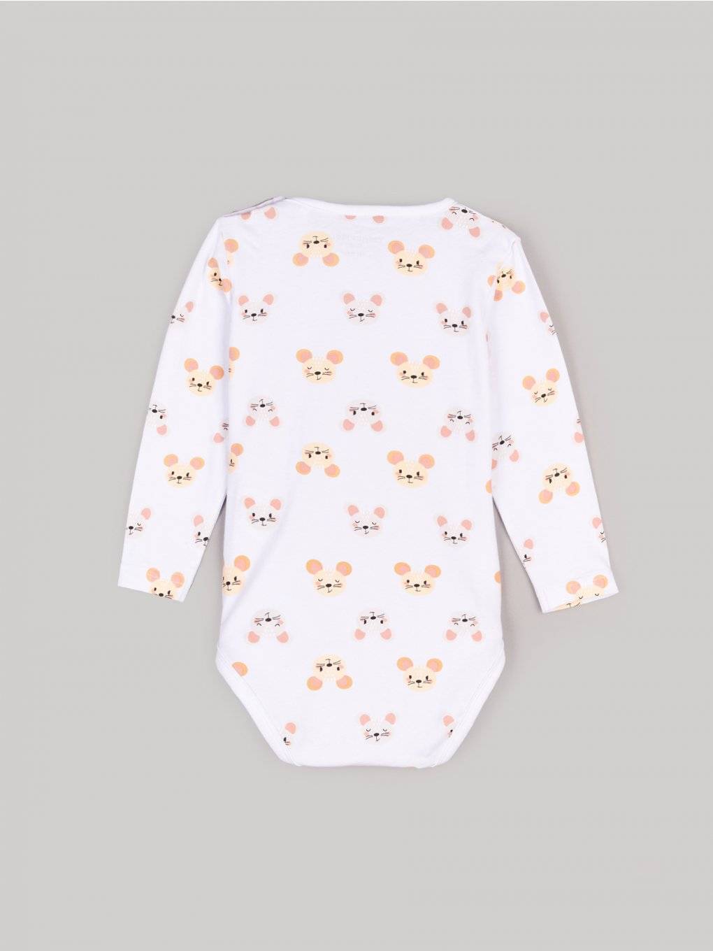 Cotton baby bodysuit with mouse print