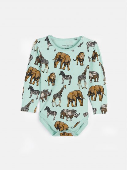 Cotton baby body with animal print