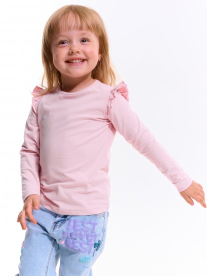 Kislány hosszú ujjú elastikus póló fodrokkal