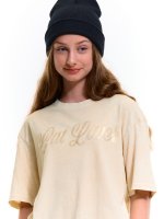 Bavlnené oversize tričko s nápisom dievčenské