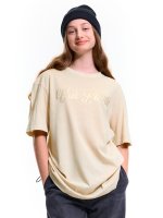Bavlnené oversize tričko s nápisom dievčenské