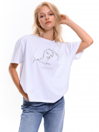 Bavlnené oversize tričko s potlačou dámske