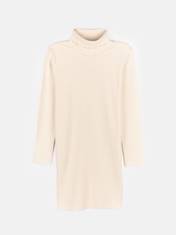 Cotton dress with roll neck