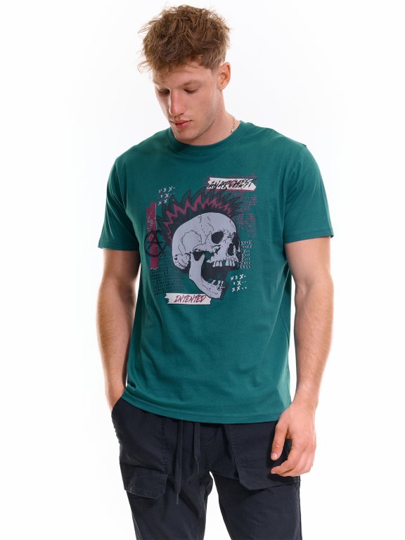 Bawełniana koszulka męska z nadrukiem graficznym